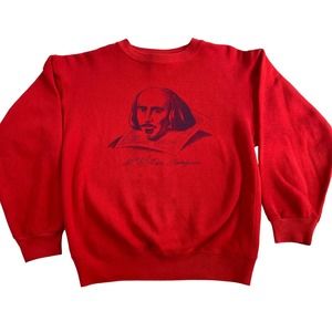 Vintage 80s / 90s Shakespeare Red‎ Long Sleeve Crewneck Sweatshirt // Size Small